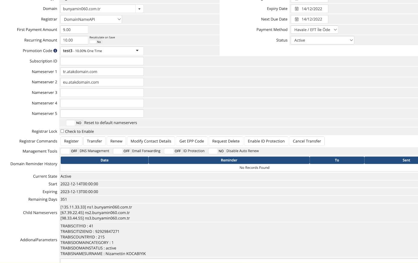Domain Name Api WHMSC Modul Yonetici Gozunden Panel