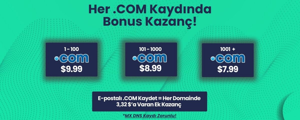 .COM İndirim Programı – Her E-Postalı .COM Kaydında Ek Kazanç!