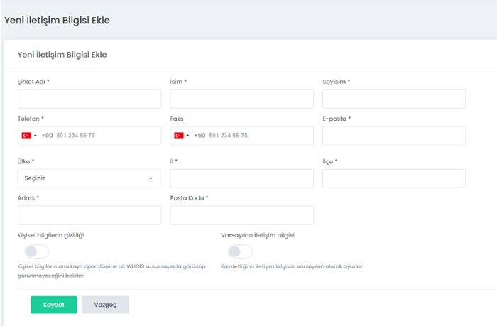 Varsayılan İletişim Bilgisi (Contact)Nedir Nasıl Oluşturulur ve Nasıl D&uuml;zenlenir?