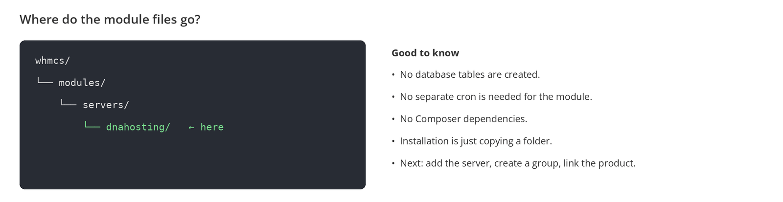 Figure 4 – Where the dnahosting folder goes inside WHMCS.