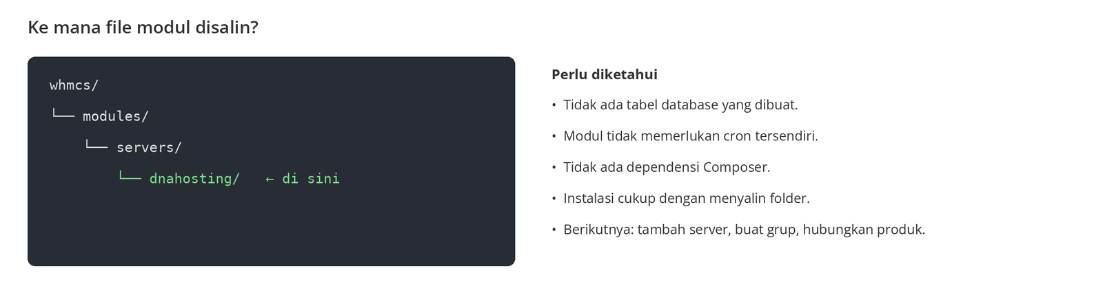 Gambar 4 – Lokasi folder dnahosting di dalam WHMCS.