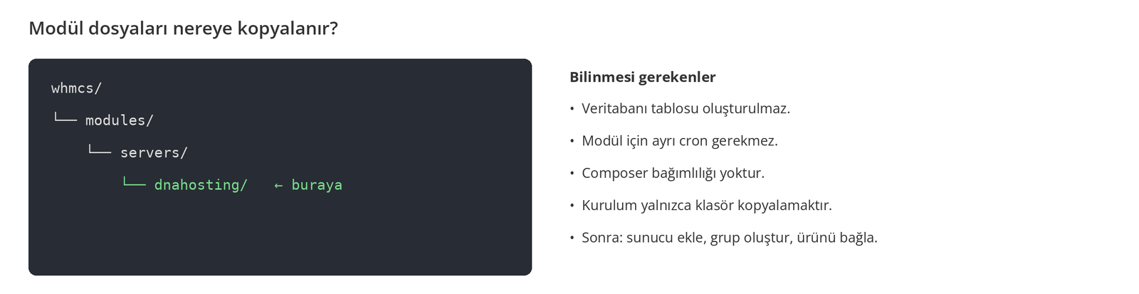 Görsel 4 – dnahosting klasörünün WHMCS içindeki yeri.