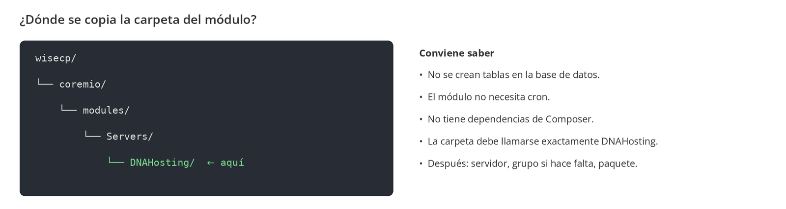 Figura 5 – Dónde va la carpeta DNAHosting dentro de WiseCP.