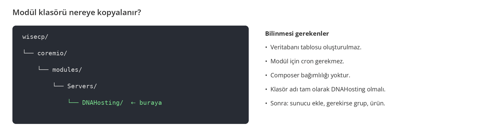 Görsel 5 – DNAHosting klasörünün WiseCP içindeki yeri.